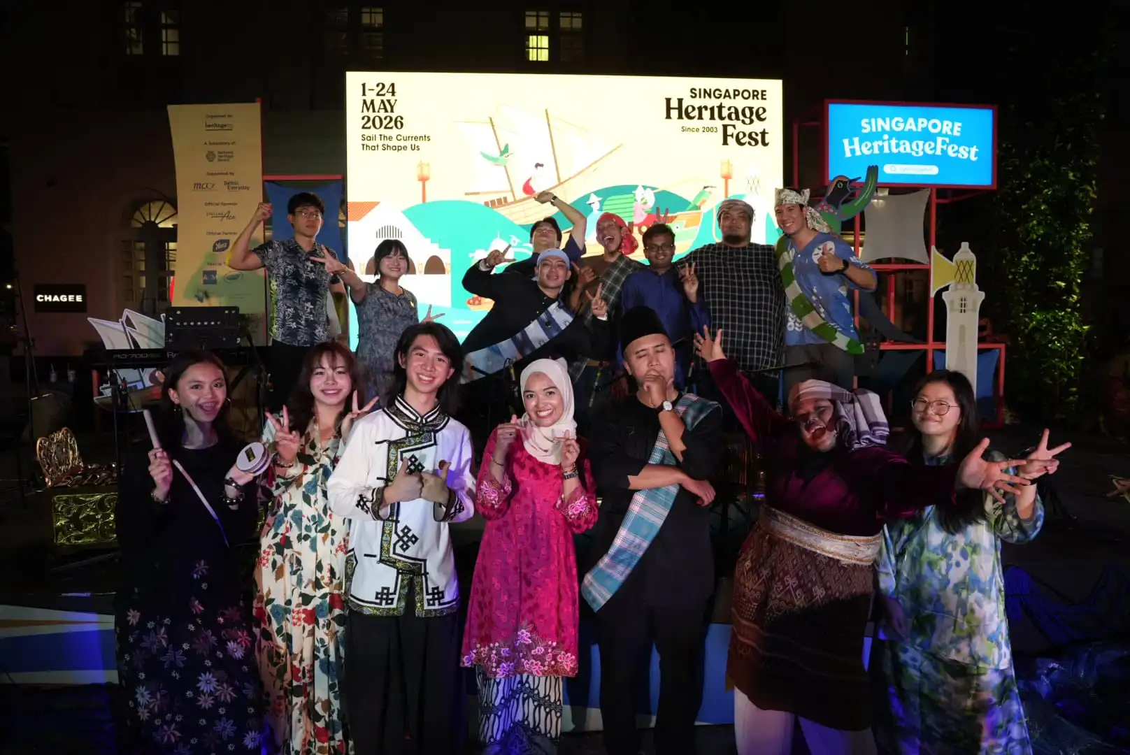 Ding Sng with the Artusik band members at Singapore Heritage Festivals' Closing Night at the Asian Civillisation Museum, May 2026.